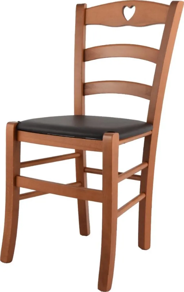 t m c s Tommychairs Cuore - Eetkamerstoel - 1 Stuk - Kersenhout - Kunstleer