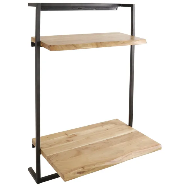Nest of Nora Bureau Sylt - Wandmontage / zwevend bureau - Massief acaciahout Zwart