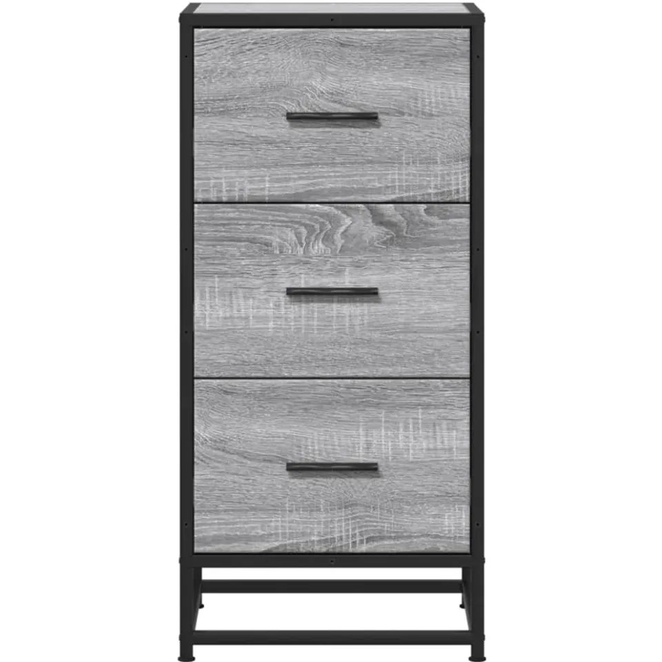 vidaXL Dressoir 35,5x35x76 cm bewerkt hout en metaal grijs sonoma, foto 4