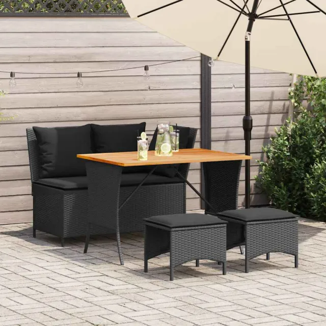 vidaXL 4-delige Tuinset met kussens poly rattan zwart, foto 2