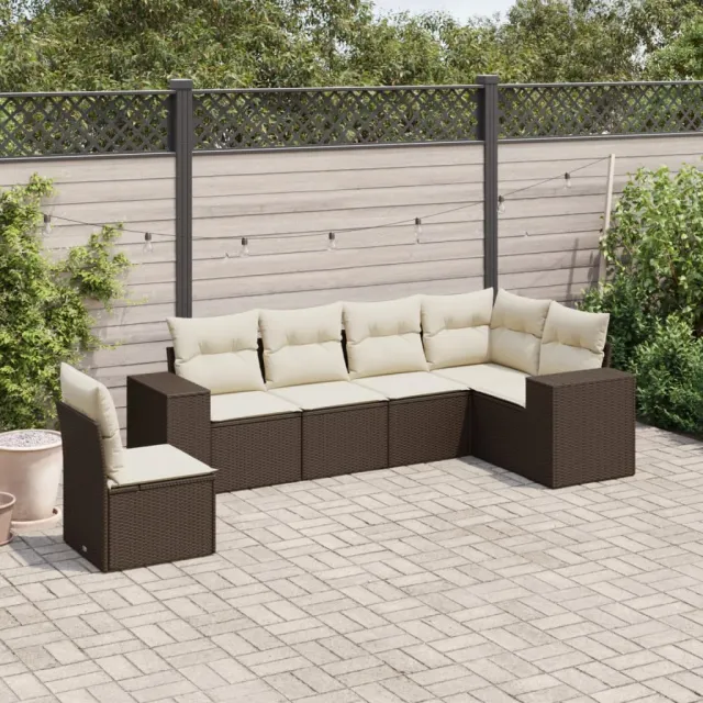 vidaXL 6-delige Loungeset met kussens poly rattan bruin, foto 2
