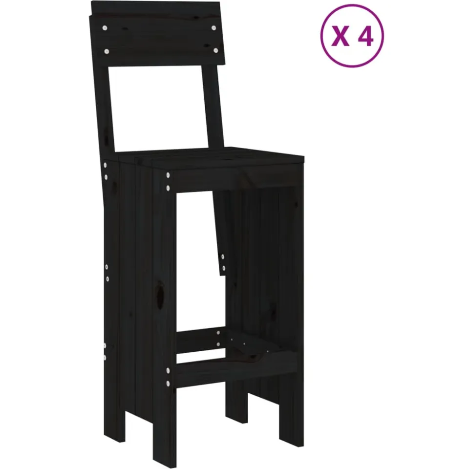 vidaXL 5-delige Barset massief grenenhout zwart, foto 3