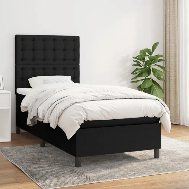 vidaXL Boxspring met matras stof zwart 80x200 cm
