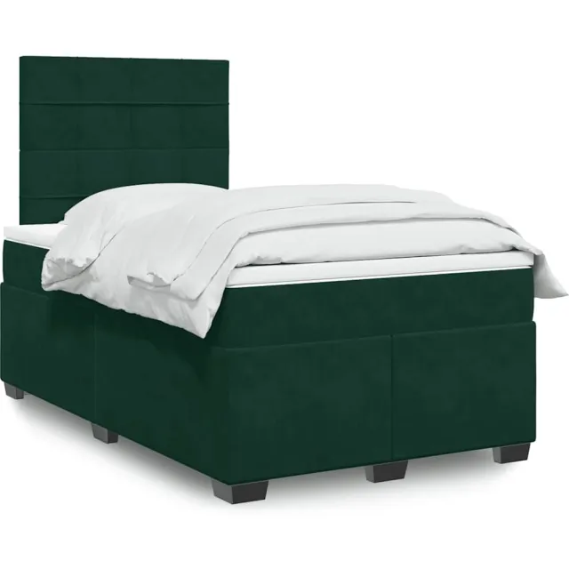 vidaXL Boxspring met matras fluweel donkergroen 120x190 cm groen