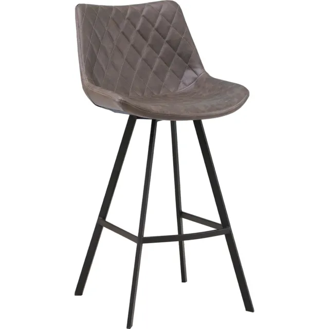 Bolt Edge Barkruk - Taupe - Kunstleer - Met rugleuning - Voetsteun - Voor keuken en bar - Set van 1