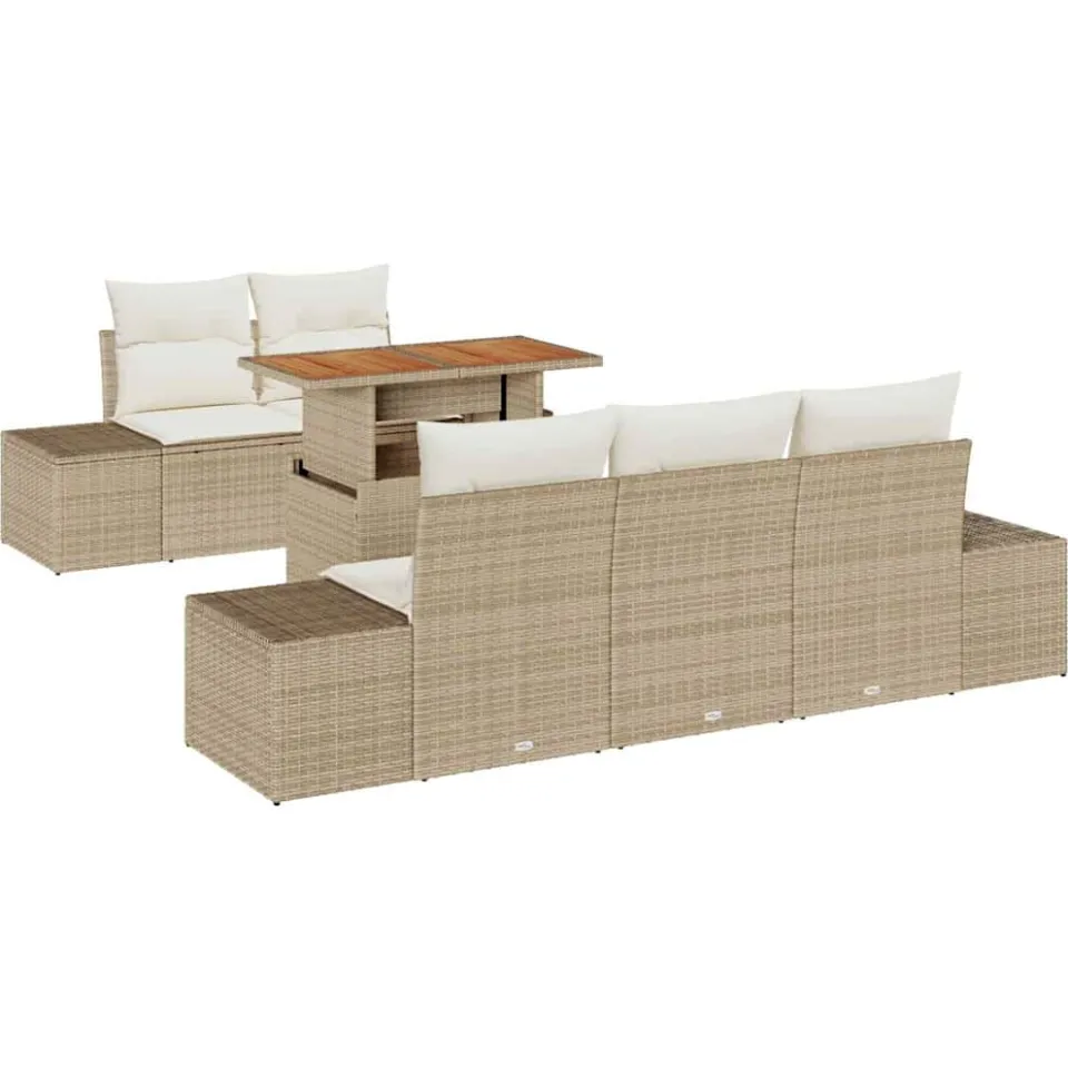 vidaXL Tuin Sofa Set 6 st Beige Poly riet