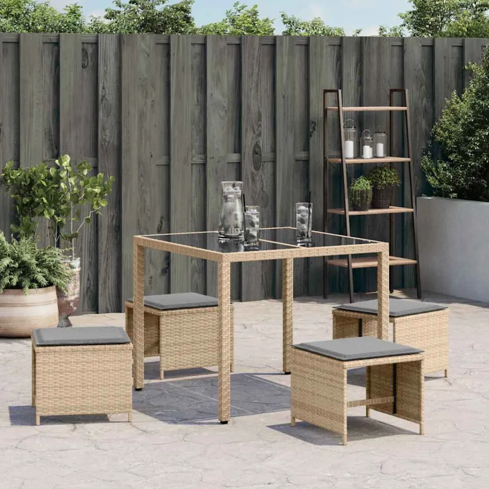 vidaXL Garden Stool met kussen 4 st Gemengd beige, foto 3