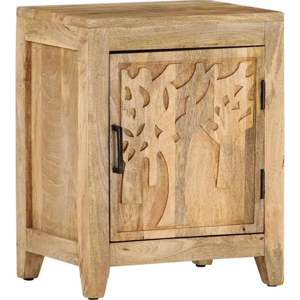 vidaXL Nachtkastje 40x30x50 cm massief mangohout bruin, foto 3