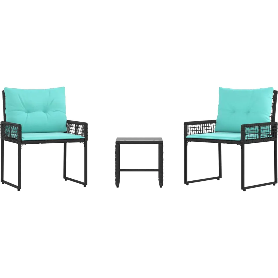 vidaXL Buitenmeubelset 3 st Zwart en Turquoise