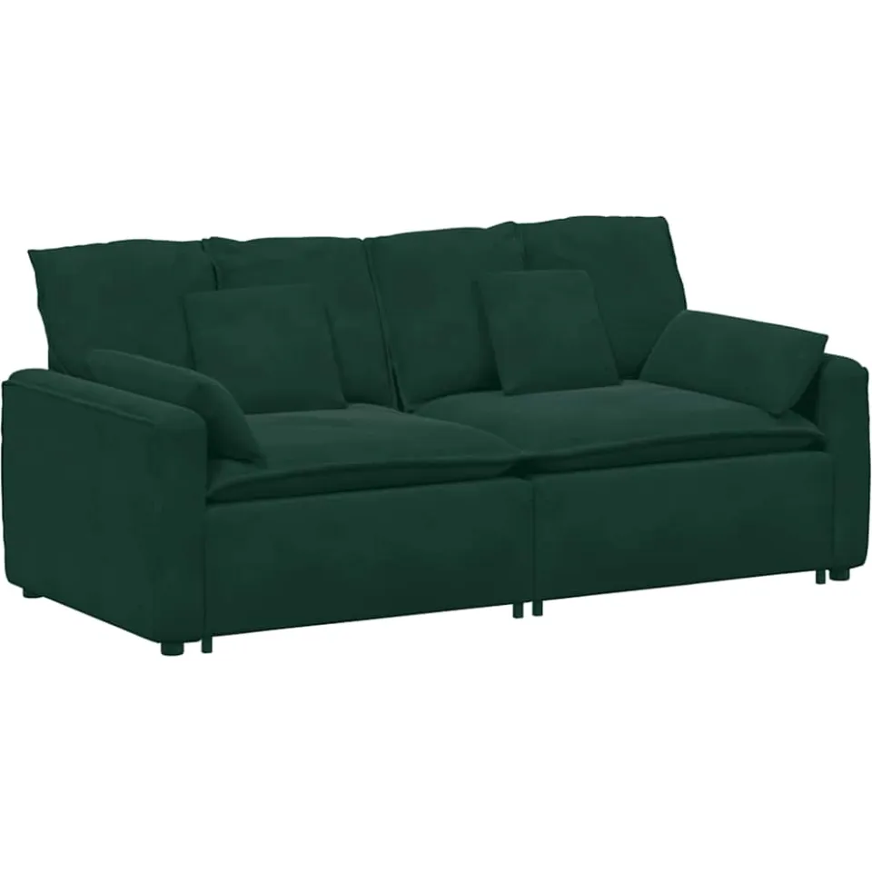 vidaXL Modulaire bank met kussens donkergroen groen, foto 3