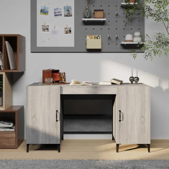 vidaXL Bureau 140x50x75 cm bewerkt hout sonoma eikenkleurig, foto 2