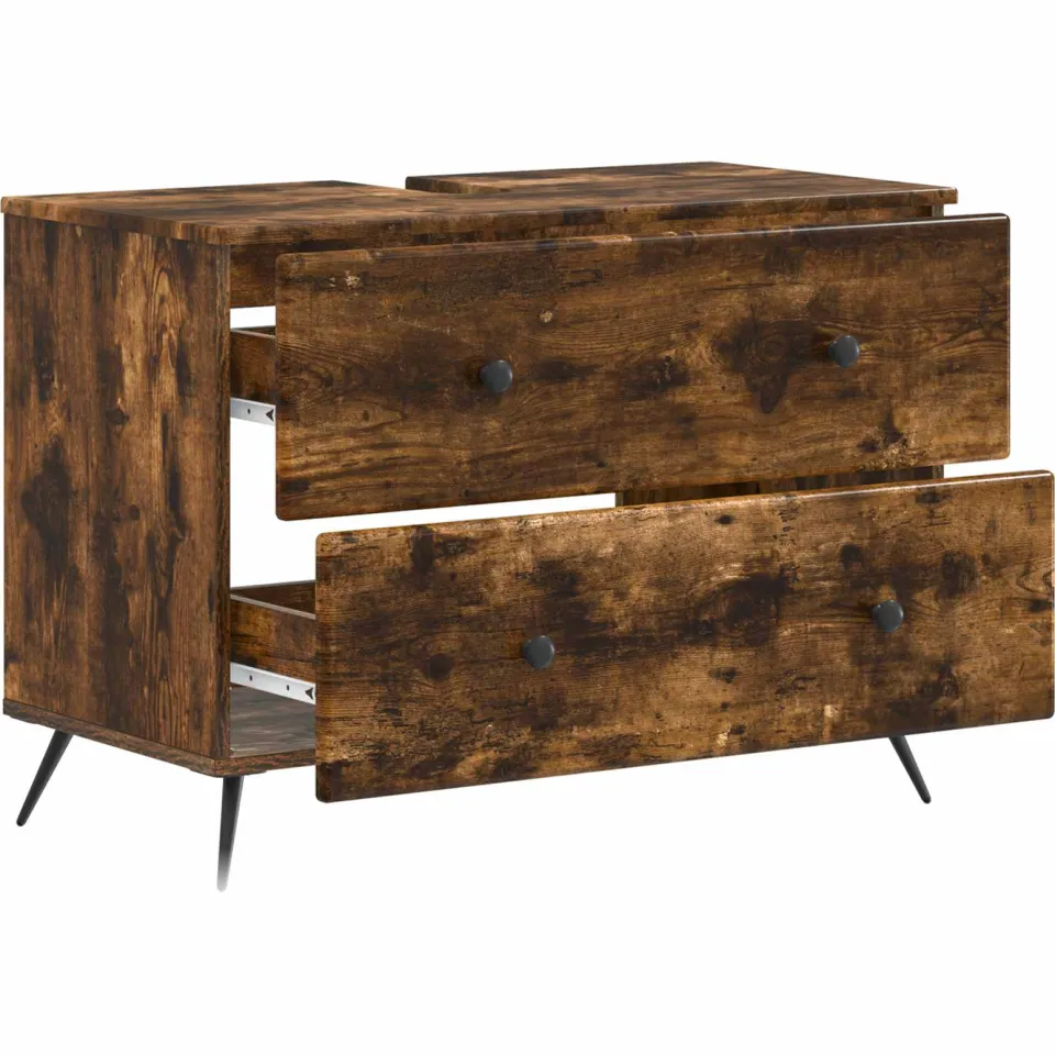 vidaXL Badkamer wastafelkast BREDA Gerookt eiken 82 x 41 x 59 cm Bruin