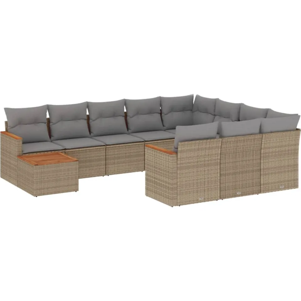 vidaXL Patio Sofa Set 10-zits Gemengd beige