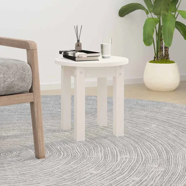 vidaXL Salontafel Ø 35x35 cm massief grenenhout wit, foto 2