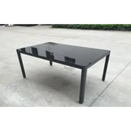 Macari Tuintafel - Aluminium Frame - Glazen Blad - 150x90x75cm grijs, foto 2