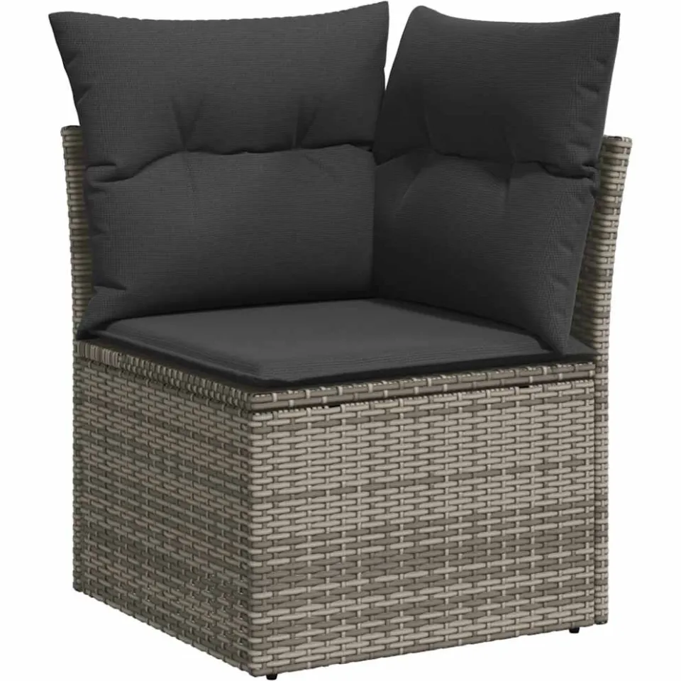 vidaXL 10-delige Loungeset met kussens poly rattan lichtgrijs grijs