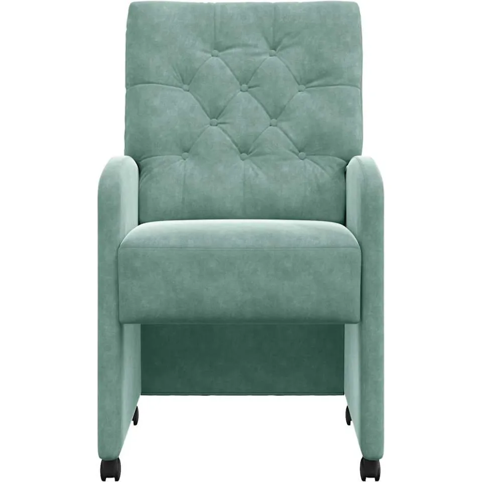vidaXL Eetkamerstoelen met Wieltjes 2 st Fluweel Zeegroen groen, foto 4