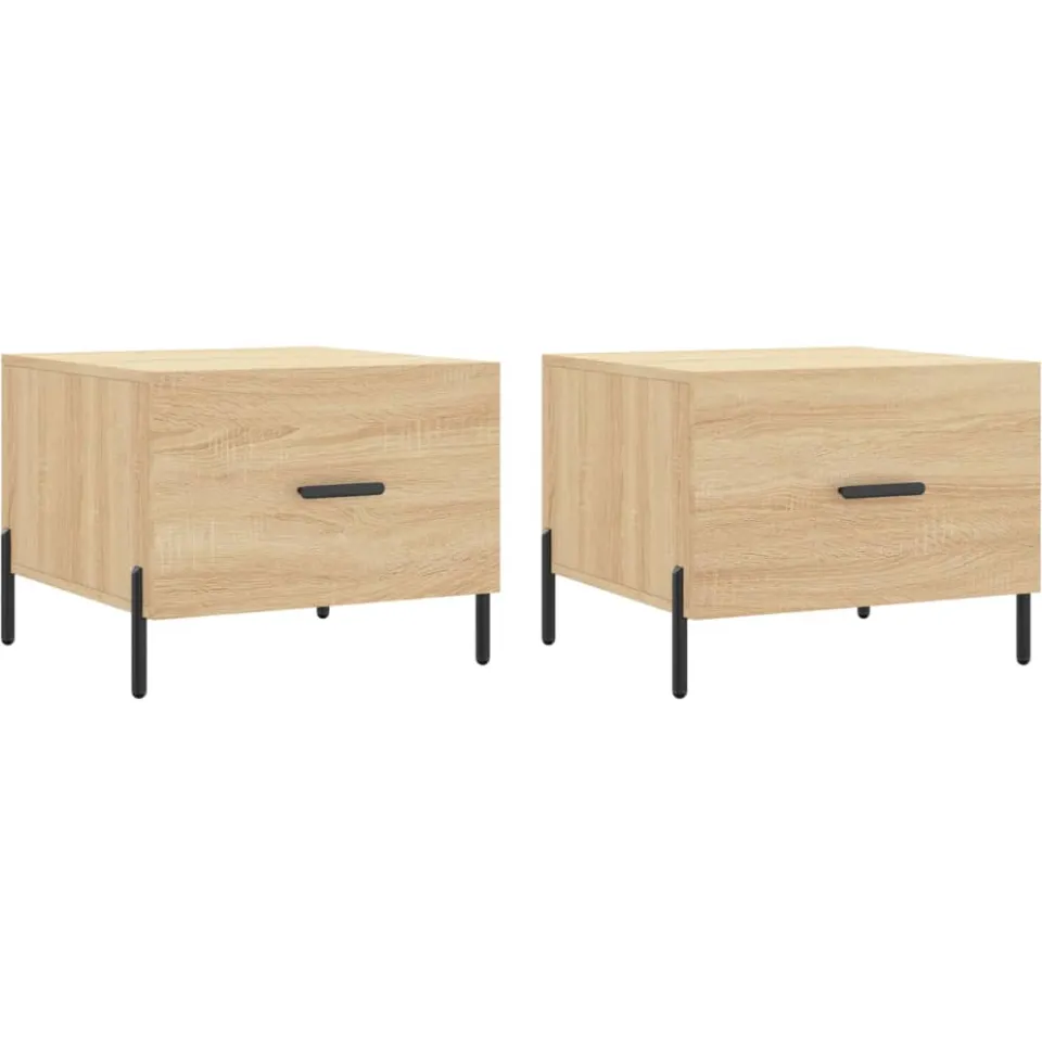 vidaXL Salontafels 2 st 50x50x40 cm bewerkt hout sonoma eikenkleurig, foto 3