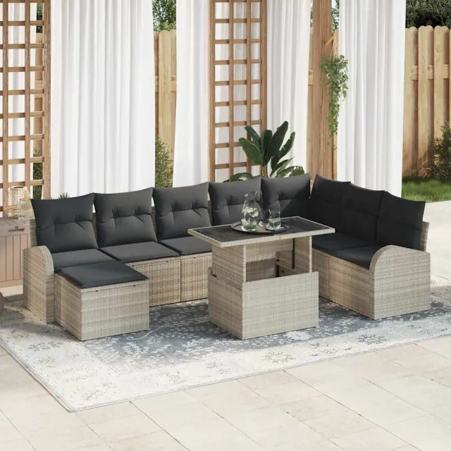 vidaXL Tuin Sofa Set 9 st Lichtgrijs poly rattan