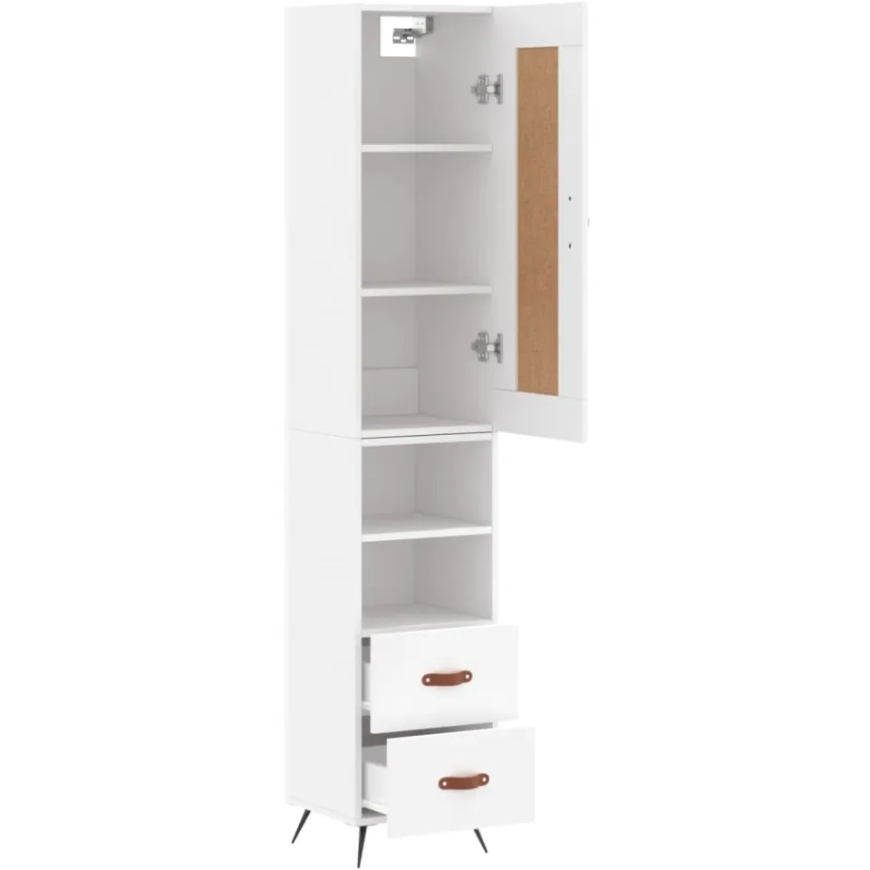 vidaXL Hoge kast 34,5x34x180 cm bewerkt hout wit