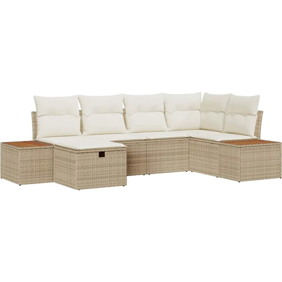 vidaXL Tuin Sofa Set Beige poly rattan