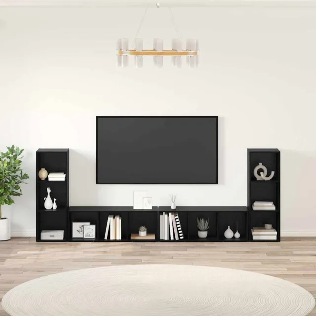vidaXL Tv-meubelset 4 st 37 x 35 x 107 cm Zwart Eiken