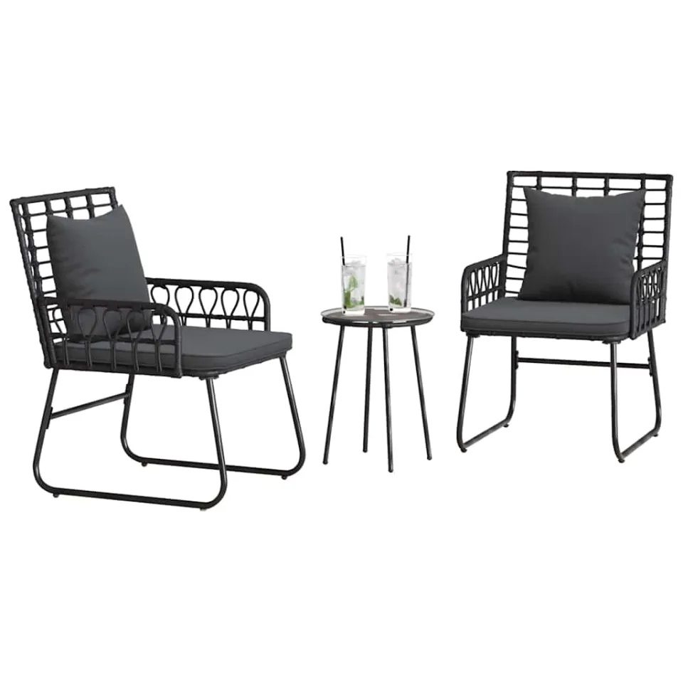 vidaXL Tuin eettafelset 3 st Zwart en Anthraciet poly rattan