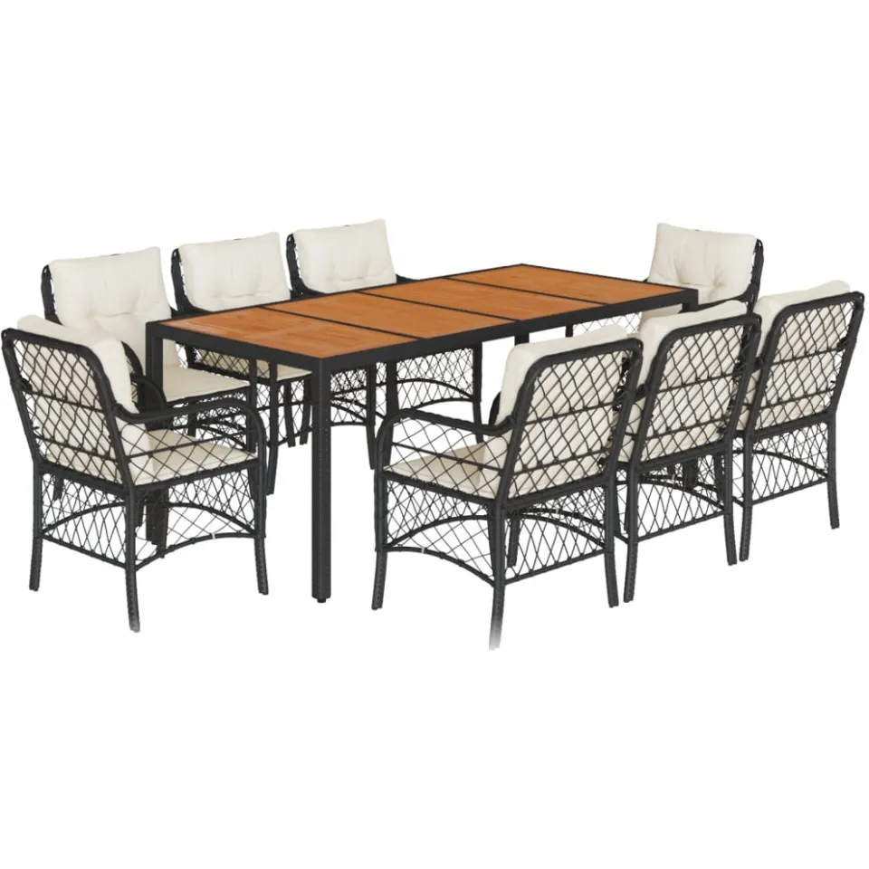 vidaXL 9-delige Tuinset poly rattan zwart, foto 3