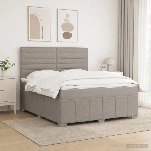 vidaXL Boxspringbed met matras met hoofdeinde Taupe 180 x 200 cm Stof