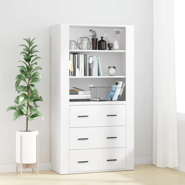vidaXL Hoge kast bewerkt hout wit, foto 2