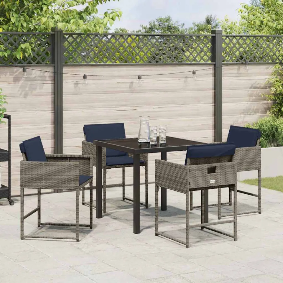 vidaXL Tuin eettafelset 5 st Grijs poly rattan, foto 3