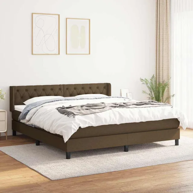 vidaXL Boxspring met matras stof donkerbruin 160x200 cm bruin
