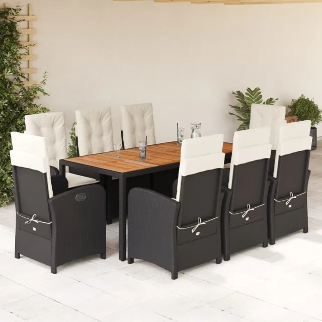 vidaXL 9-delige Tuinset poly rattan zwart, foto 2