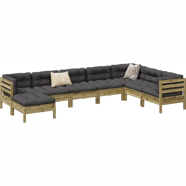 vidaXL 8-delige Loungeset met kussens geïmpregneerd grenenhout Bruin