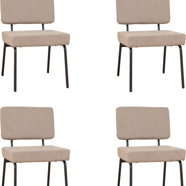 Bronx71 Scandinavische eetkamerstoel Espen taupe gerecyclede stof - Eetkamerstoelen set van 4 - stoel