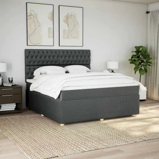 vidaXL Boxspring met matras stof donkergrijs 180x200 cm grijs