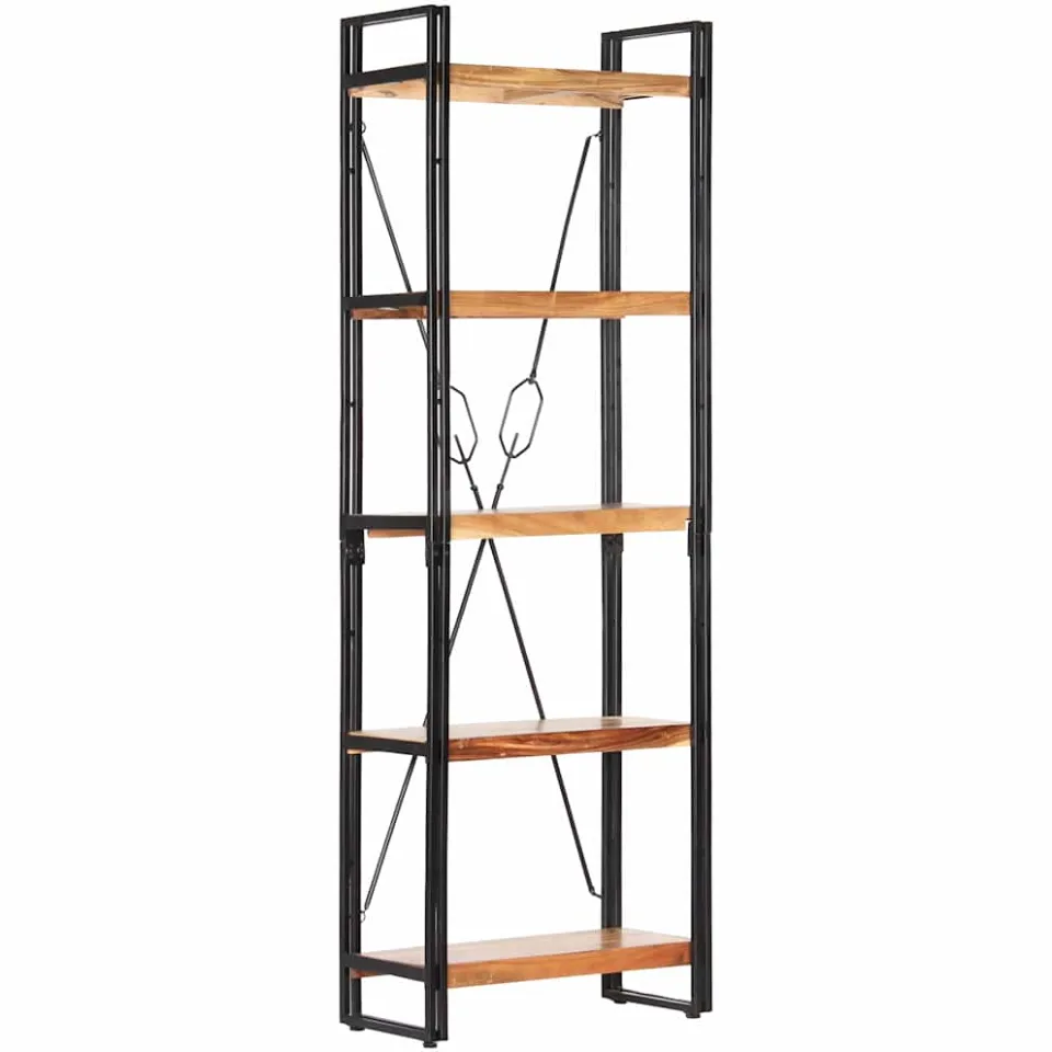 vidaXL Boekenkast met 5 schappen 60x30x180 cm massief acaciahout Bruin