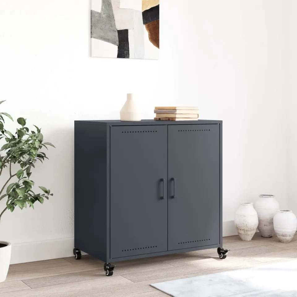 vidaXL Dressoir 68x39x72 cm staal antracietkleurig, foto 3
