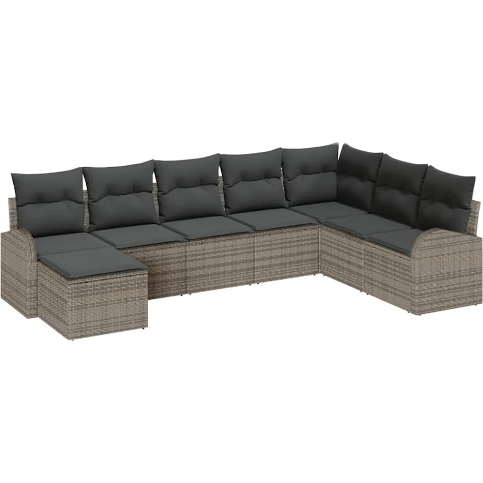 vidaXL Bankstel 8 st Grijs poly rattan