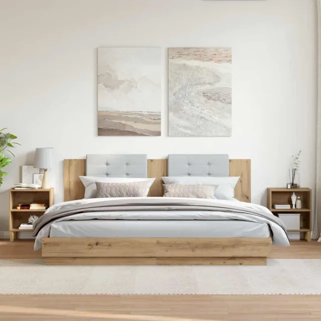 vidaXL Nachtkastjes 2 st 40x30x50cm bewerkt hout artisanaal eikenkleur Bruin