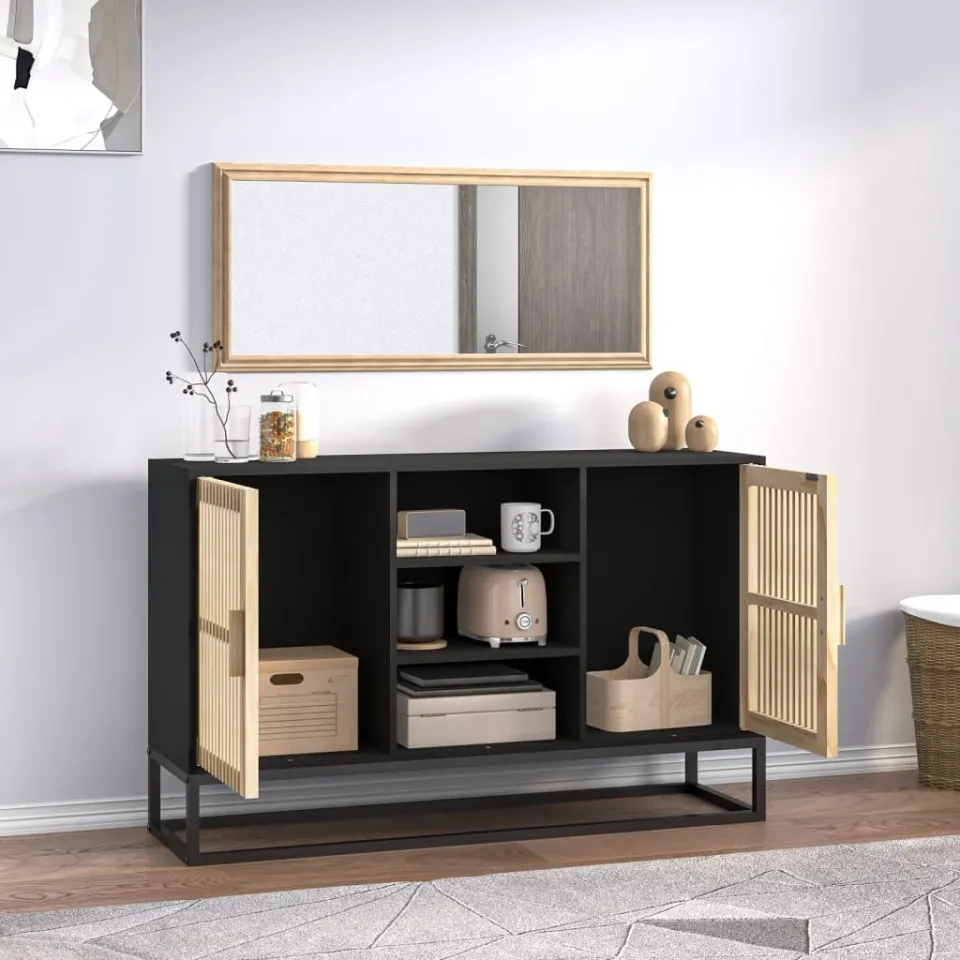 vidaXL Dressoir 105x30x65 cm bewerkt hout zwart, foto 3