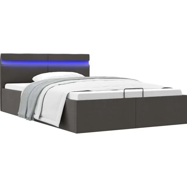 vidaXL Bedframe met opslag en LED stof donkergrijs 120x200 cm