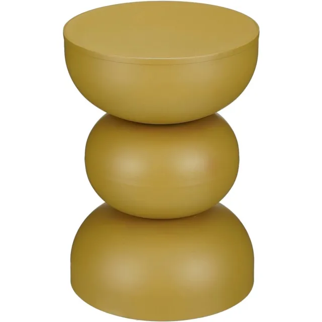 Mica Decorations Luna Salontafel - Nachtkastje voor Slaapkamer - Bijzettafel H46 x Ø32 cm voor Woonkamer - Rond Tafeltje voor Vaas of Planten - Gemaakt van IJzer - Kleur Oker Geel