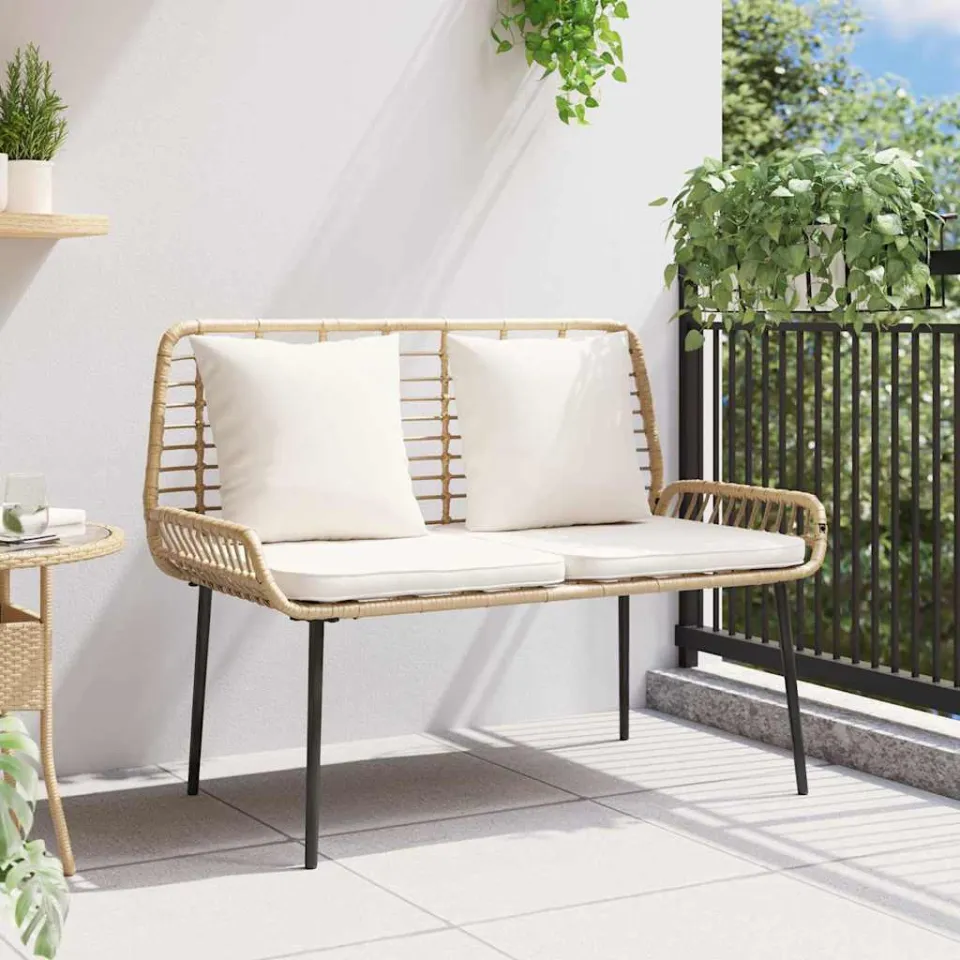 vidaXL Tuinbank Bruin en Crème poly rattan, foto 3