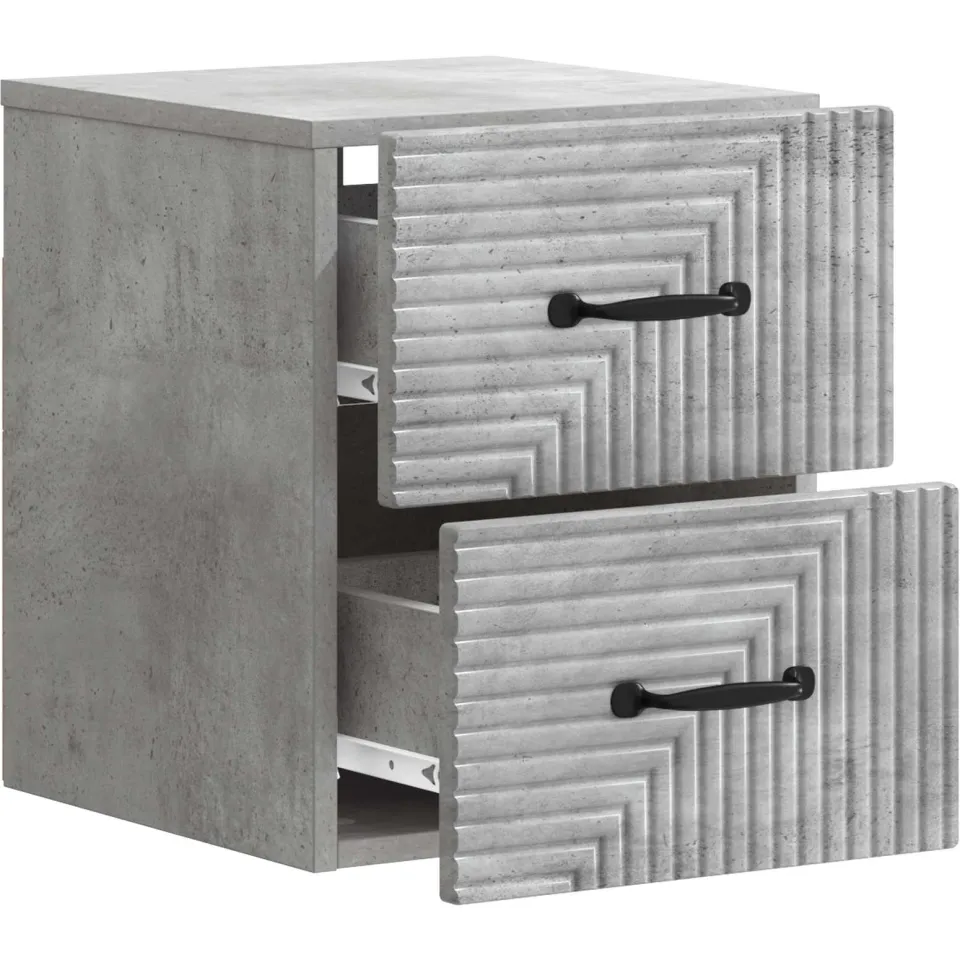 vidaXL Wandbeugel Bedkast Betongrijs 34,5 x 33 x 40 cm Bewerkt hout grijs, foto 3