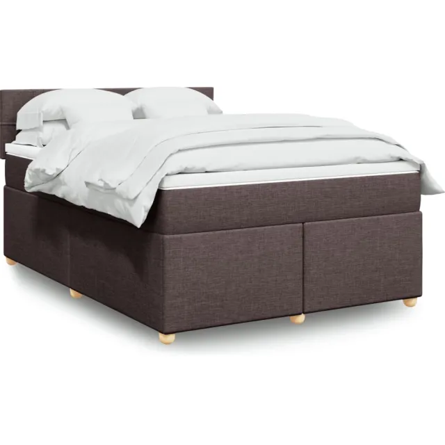 vidaXL Boxspring met matras stof donkerbruin 160x200 cm bruin