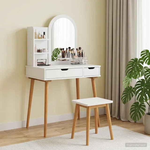 vidaXL Toilettafel Set FAUSKE 3 st Wit 76 x 50 x 143 cm, foto 2