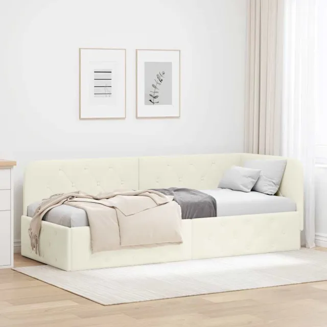 vidaXL Hoekbedframe Crème 80 x 200 cm fluweel