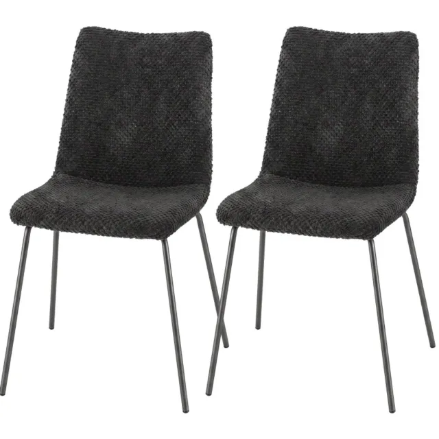 REDOM Eetkamerstoelen set van 2 - Velvet bekleding en metalen poten - Donkergrijs