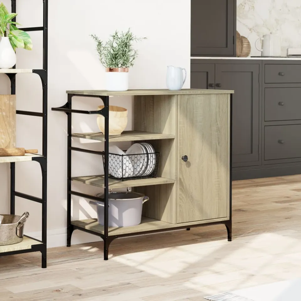 vidaXL Keukentrolley 87,5x38,5x84,5 cm bewerkt hout sonoma eikenkleur, foto 4
